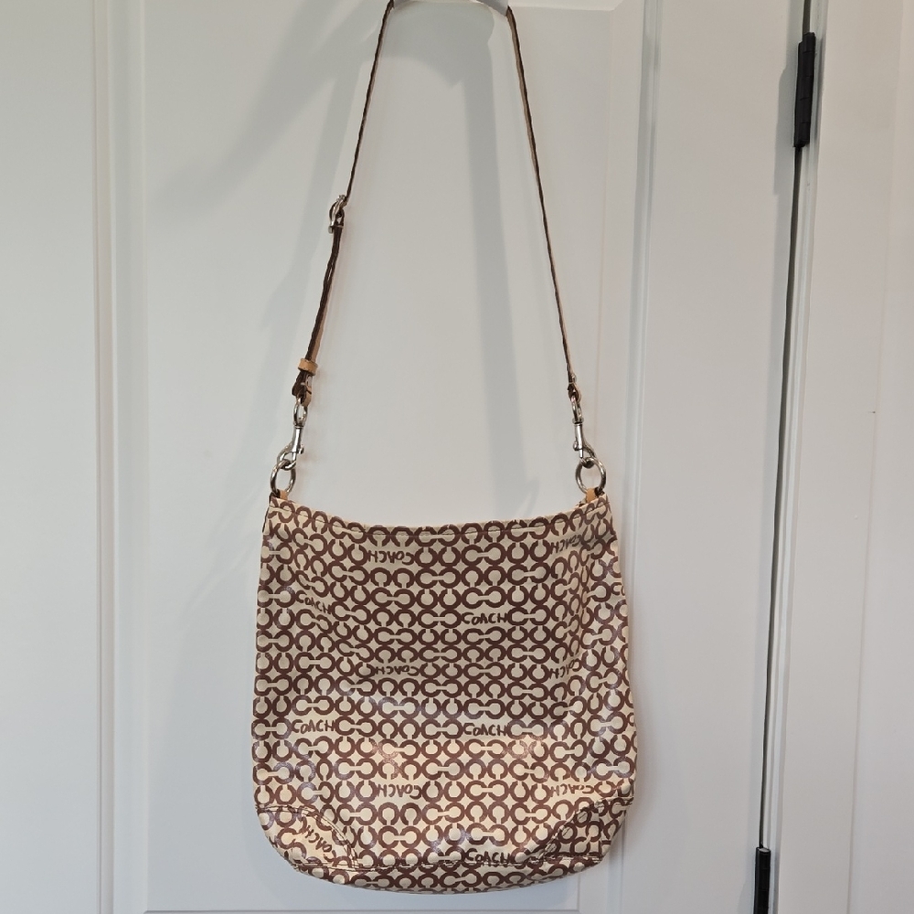 Coach Tan and Brown Signature Hobo Bag